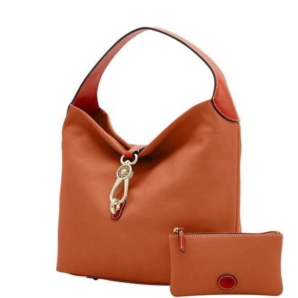 Dooney & Bourke Pebble Grain Logo Lock Shoulder Bag with Pouch - Caramel - Picture 2 of 4